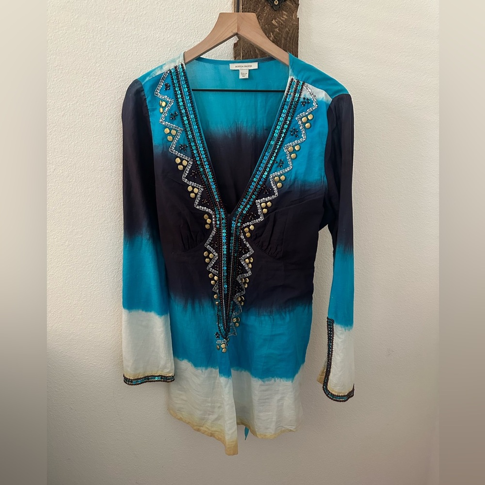 Boston Proper Teal and Black Ombre Tunic